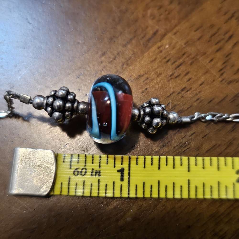 SET! Blown Glass Necklace with 925 Silver Cuff and 925 Ring Size 7 - Picture 15 of 16